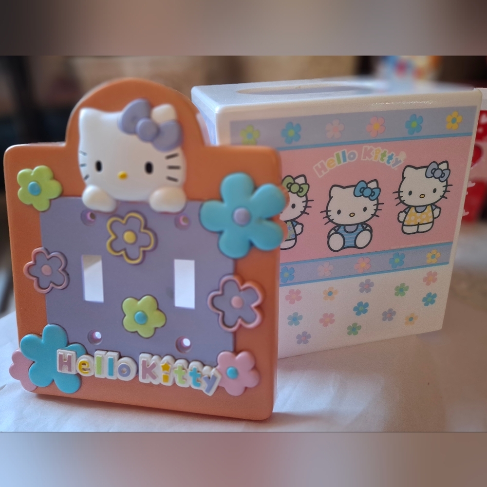 Hello Kitty Tissue Box Cover And Light Switch Cover